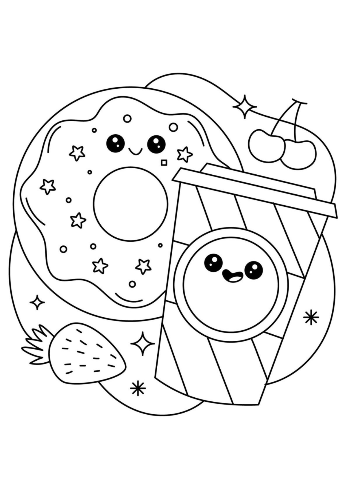 Desenho para Colorir Donuts