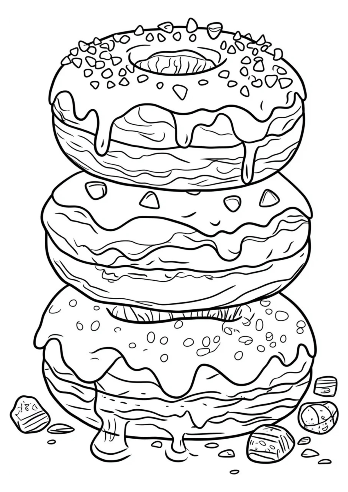 Desenho para Colorir Donuts