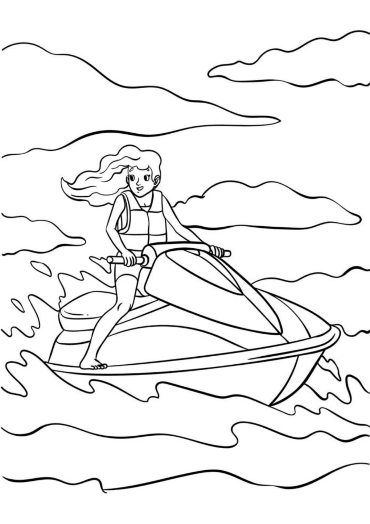 Desenho para Colorir Jet Ski