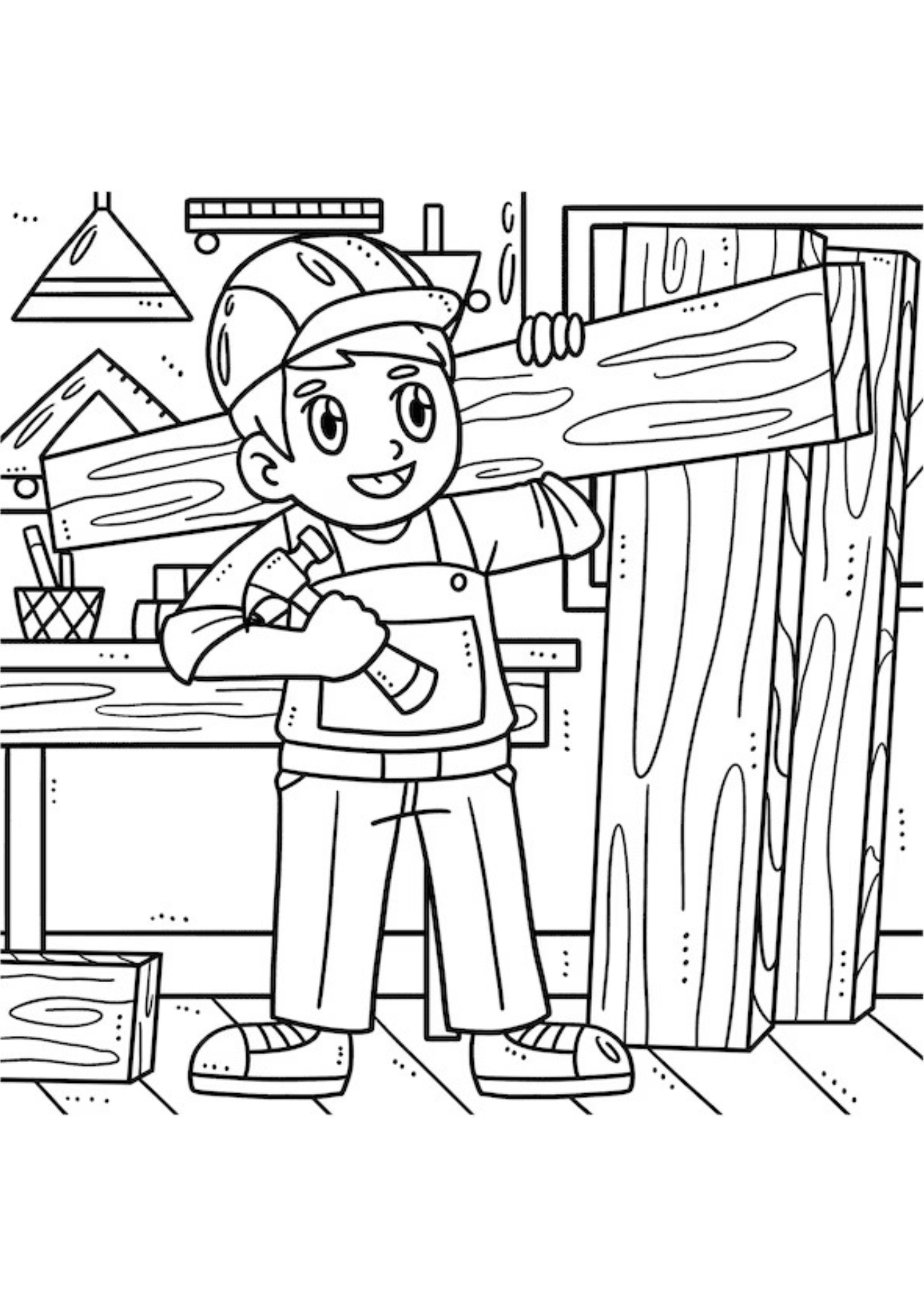 Desenho para Colorir Marceneiro Desenho para Colorir Marceneiro