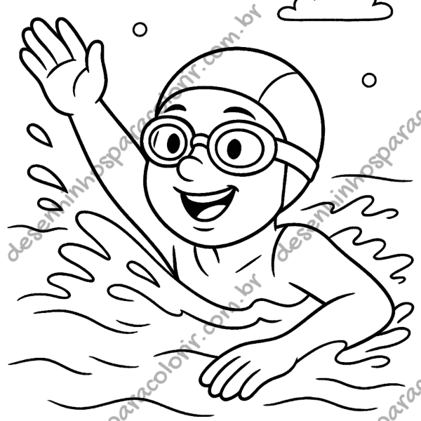 Desenho para Colorir Natação