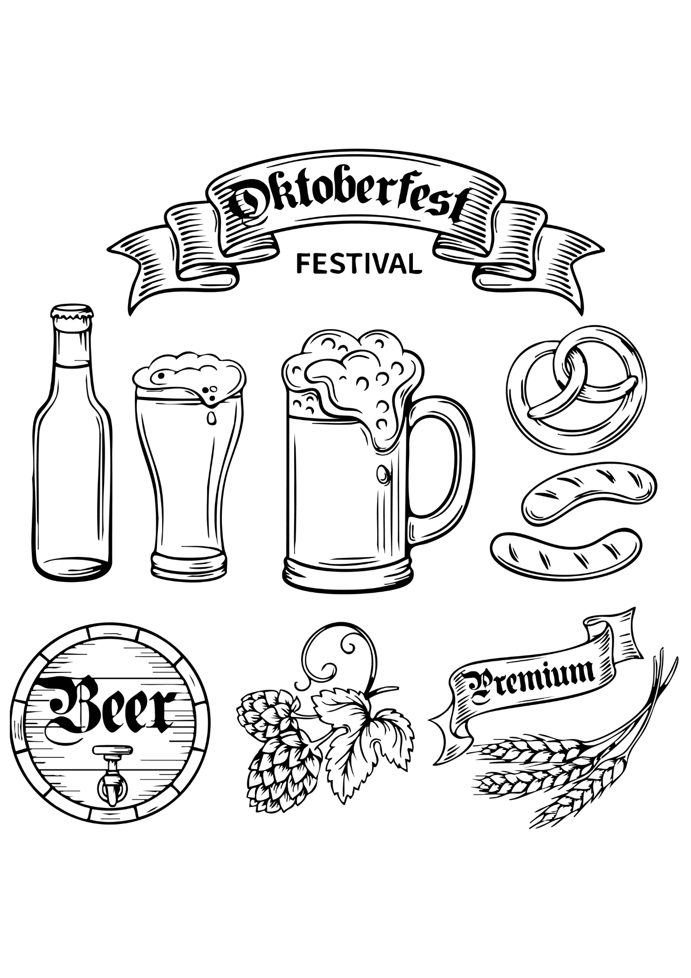 Desenho para Colorir Oktoberfest Desenho para Colorir Oktoberfest