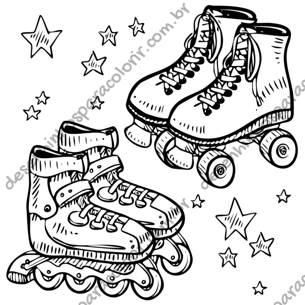 Desenho para Colorir Patins