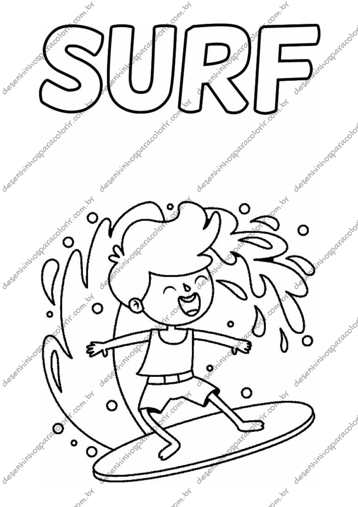 Desenho para Colorir Surf Desenho para Colorir Surf