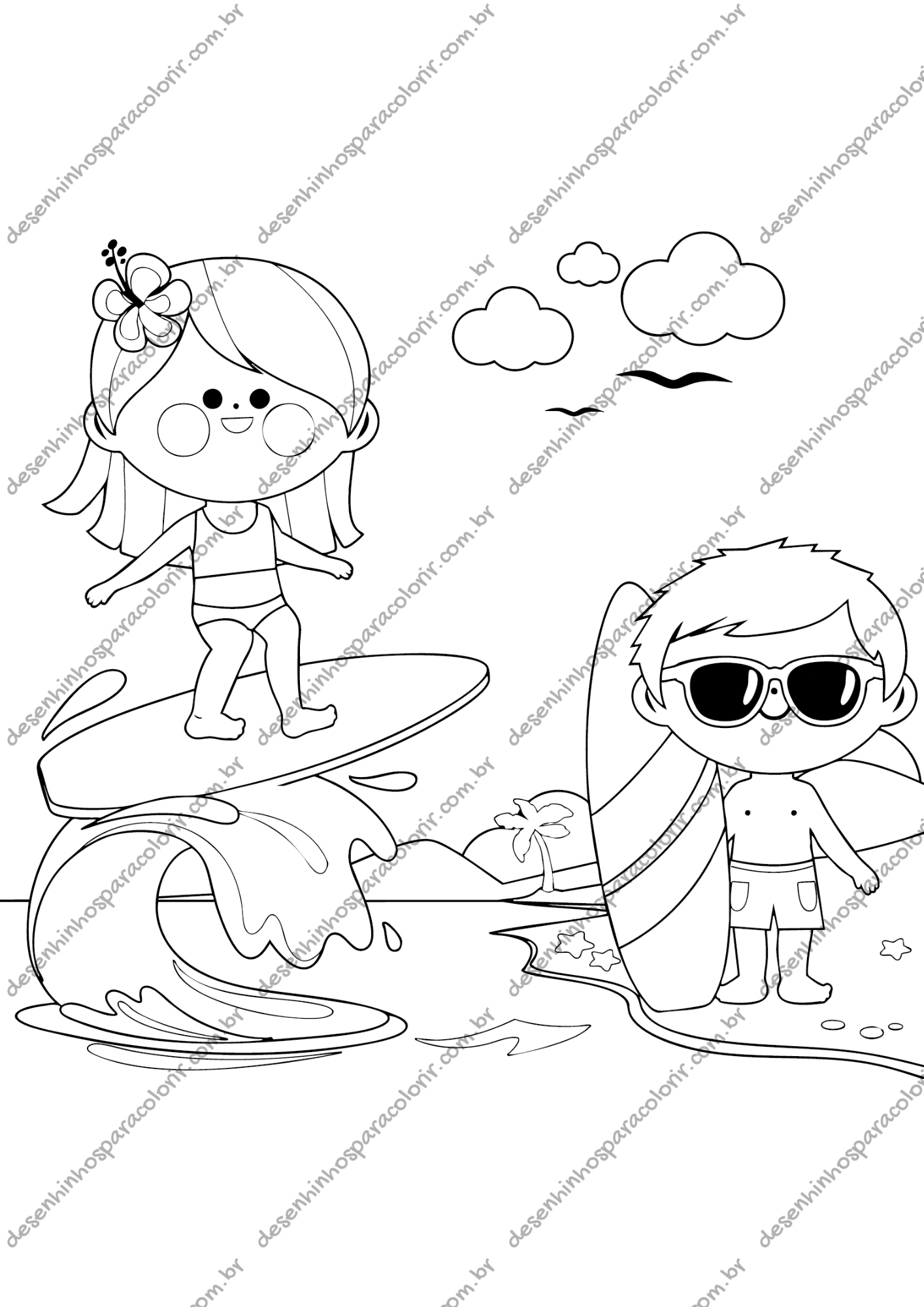 Desenho para Colorir Surf Desenho para Colorir Surf