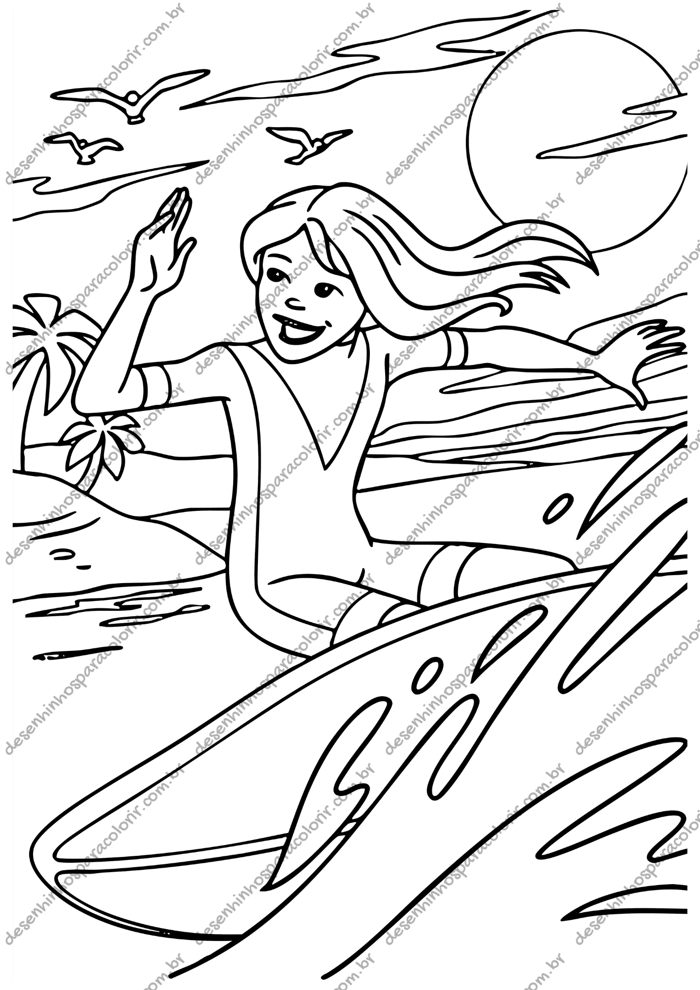 Desenho para Colorir Surf Desenho para Colorir Surf