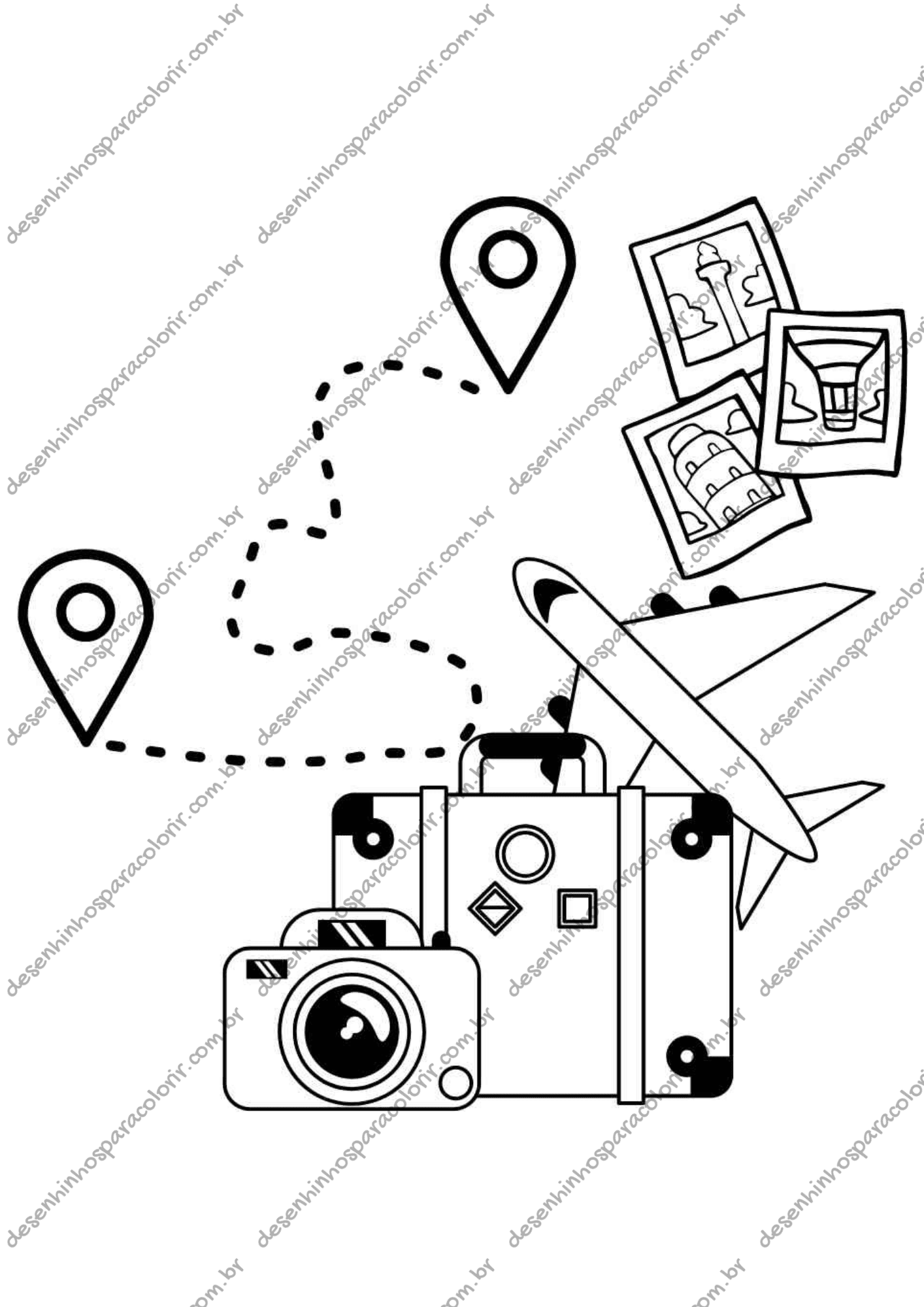 Desenho para Colorir Viagem Desenho para Colorir Viagem
