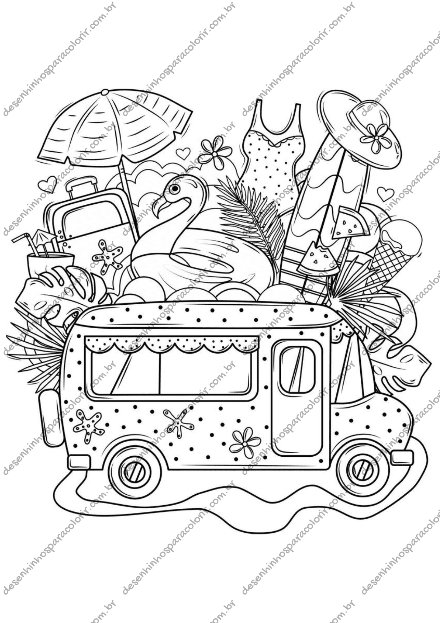 Desenho para Colorir Viagem Desenho para Colorir Viagem